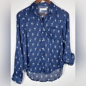 Abercrombie & Fitch Navy Lightweight Floral Button Down Shirt Size XS‎